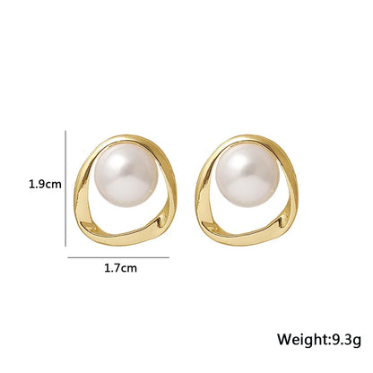 Gold Color Round Stud Earrings Christmas gift Irregular Design Unusual Earrings