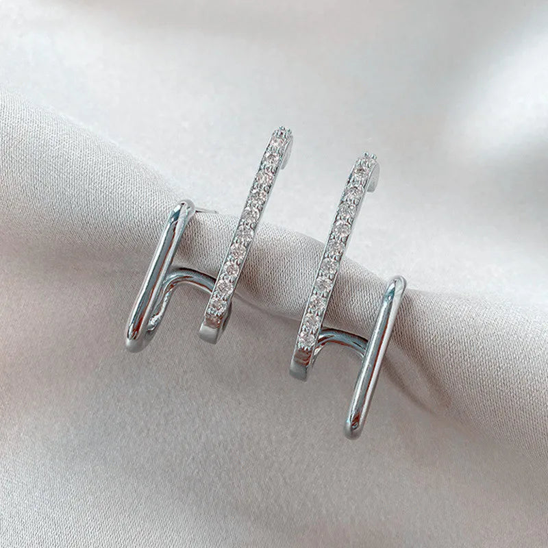 Crystal Claw Stud Earrings Piercing Hook Irregular Pearl