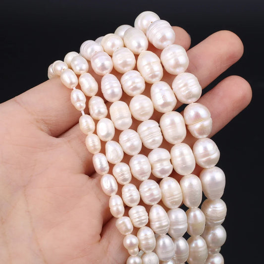 100% Natural Freshwater Pearls White Rice Shape Beads for Jewelry Making DIY