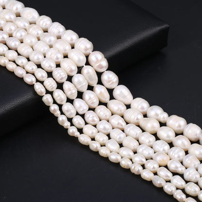 100% Natural Freshwater Pearls White Rice Shape Beads for Jewelry Making DIY