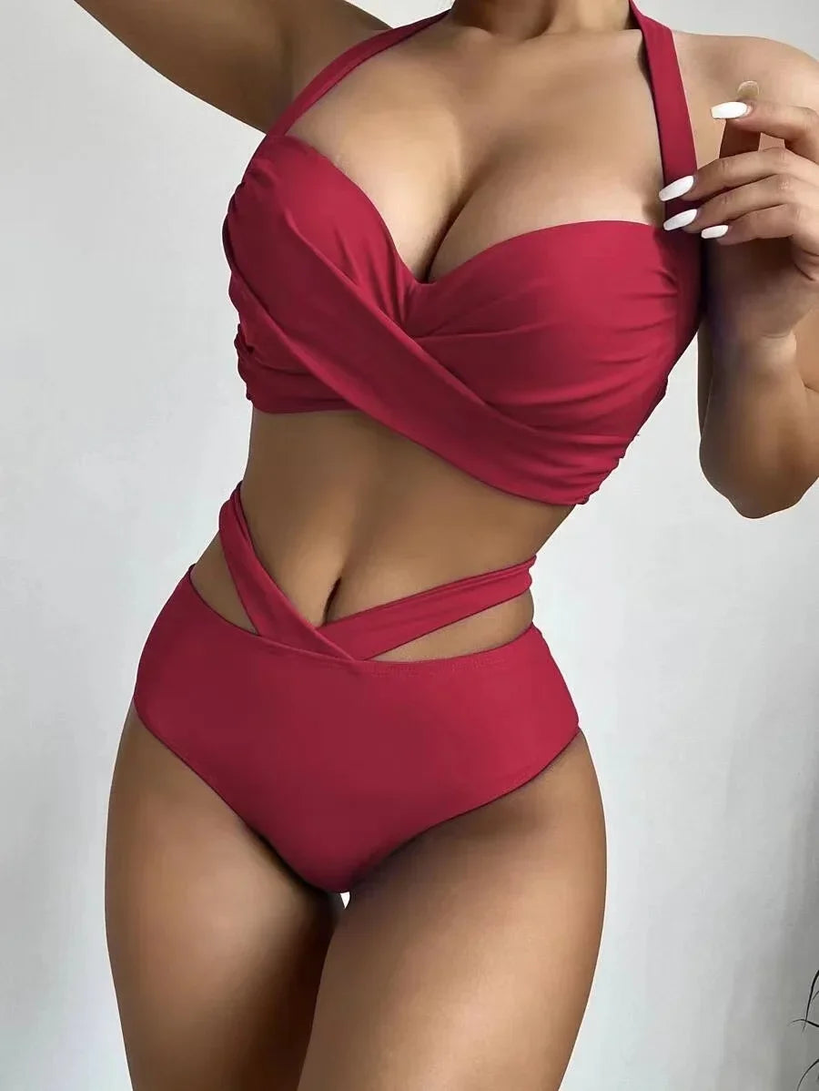 Bikini High Waist Swimsuits Twisted Swimwear Women