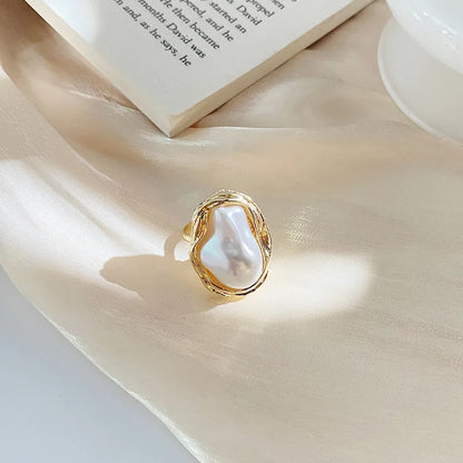 Starfish Pearl Ring Shape Gold Color Adjustable Rings