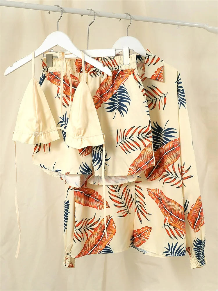 Shorts Cover Up Summer Three Pieces Swimwear